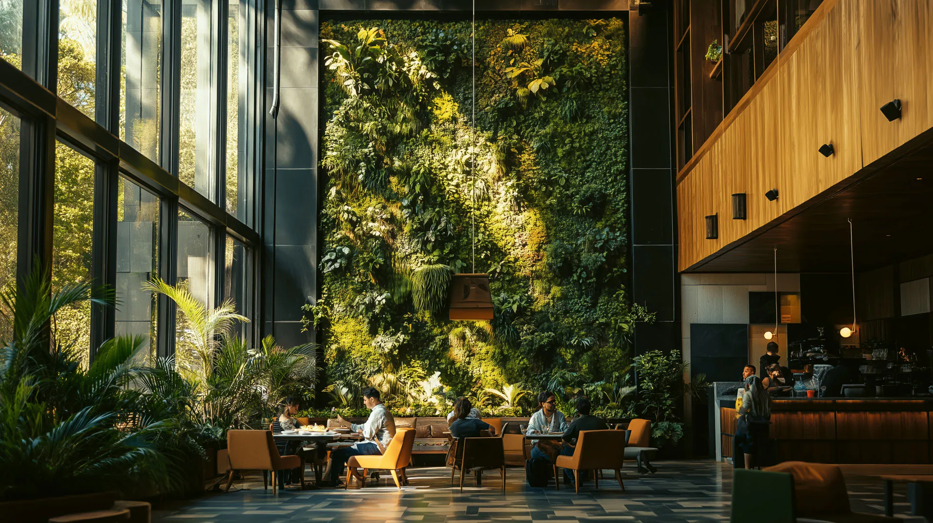 Hanging Garden Hotel Lobby Hängende Begrünungswand — Deckenbegrünung von MOOSMOOS